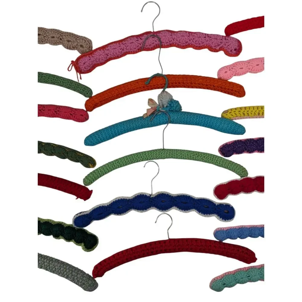 SALE! Lot 20 Vintage 1970's Padded Crocheted GRANNY CLOTHES HANGERS ~ Retro Yarn